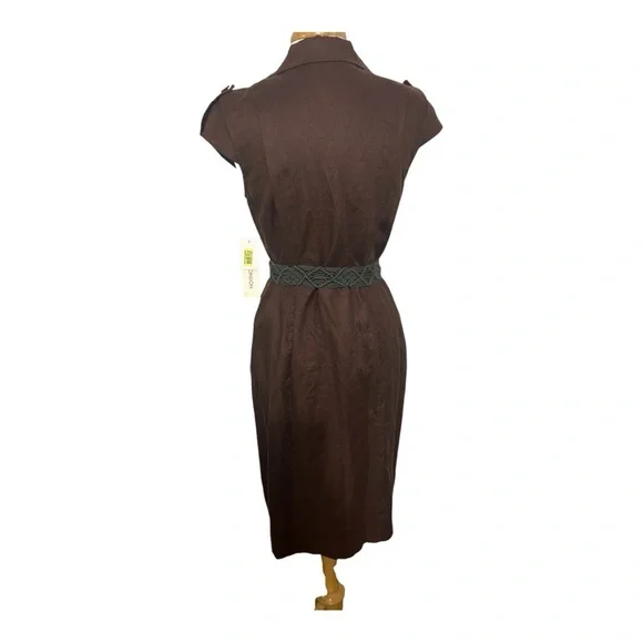 Maggie London, Safari utility dress. Brown Button-Down Dress - Picture 7 of 15